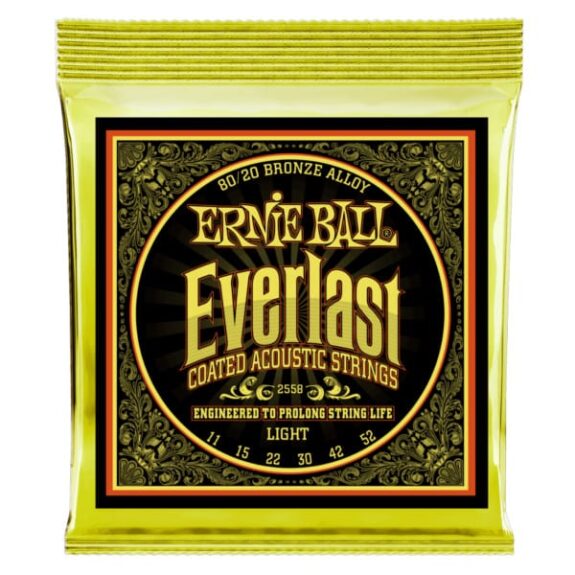 מיתרים לגיטרה אקוסטית Ernie Ball 2558 Everlast 80/20 Bronze Light 11-52