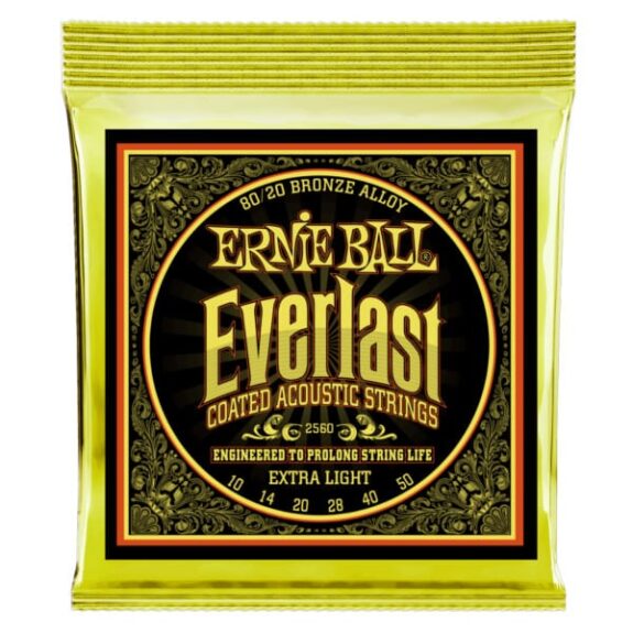 מיתרים לגיטרה אקוסטית Ernie Ball 2560 Everlast Coated 80/20 Bronze 10-50