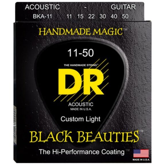 מיתרים לגיטרה אקוסטית DR Strings Black Beauties BKA-11 11-50