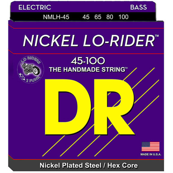 מיתרים לגיטרה בס 45-100 DR NMLH-45 NICKEL LO-RIDER Bass Strings