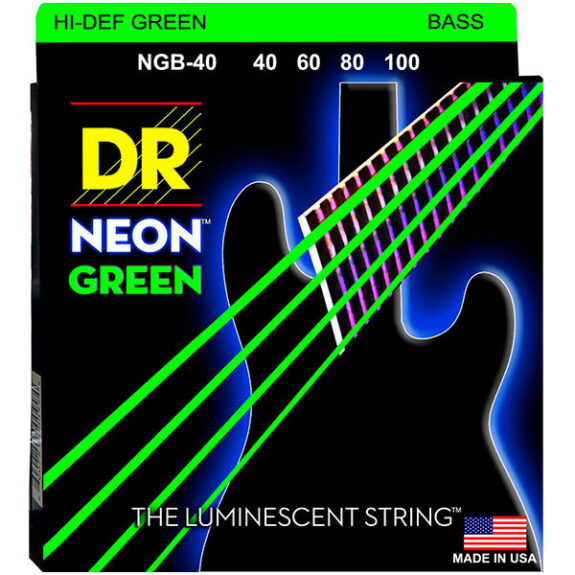 מיתרים לגיטרה בס 40-100 DR NGB-40 Neon Green Bass Strings