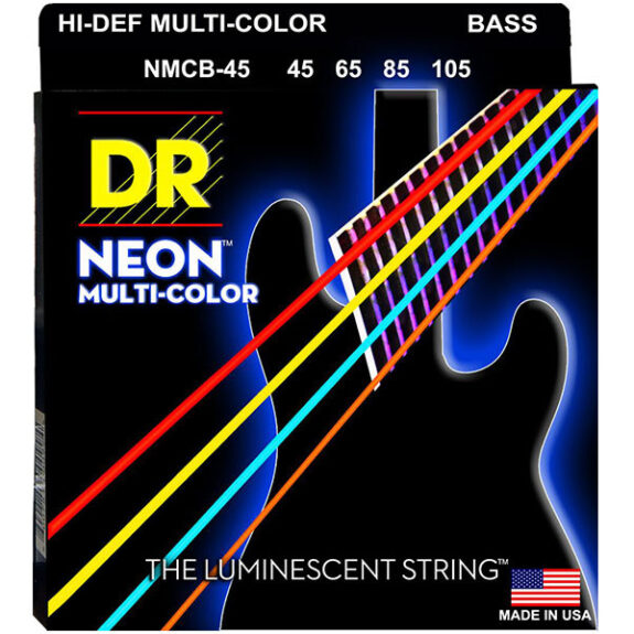 מיתרים צבעוניים לגיטרה בס 40-105 DR NMCB-45 Neon Multi Color Bass Strings